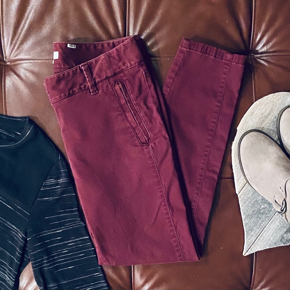 Ann Taylor LOFT Burgundy Khaki Skinny Pants 6